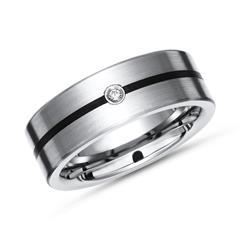 Exklusiver Ring Titan Diamant schwarze Linie 7mm