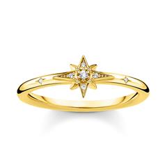 Damenring Stern aus vergoldetem 925er Silber, Zirkonia
