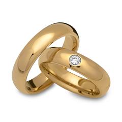 Vergoldete Eheringe aus Wolfram 5mm