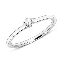 Gravur Verlobungsring aus 14K Weißgold mit Diamant