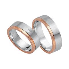 Eheringe 585er Weiss- Rotgold mit Diamant