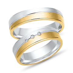 Trauringe 333er Gelb- Weissgold 3 Diamanten