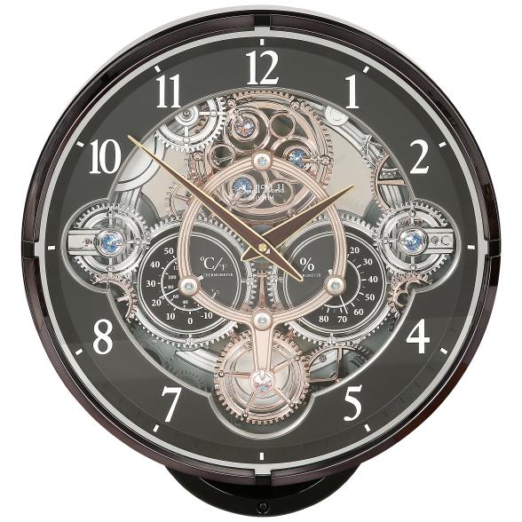 RHYTHM Wanduhr MAGIC MOTION, 30 Melodien, schwarz