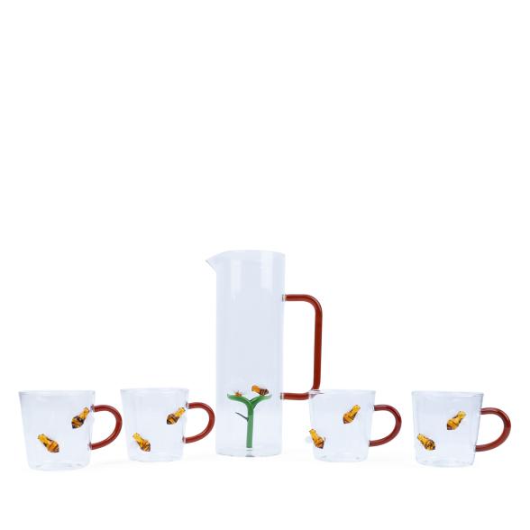 Kanne und Tassen Blumen/Bienen