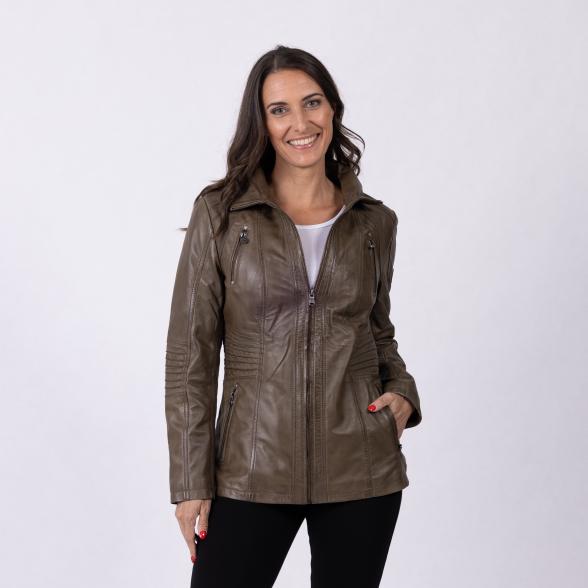 OTTO KERN Damen-Lederjacke 'Navarra' khaki