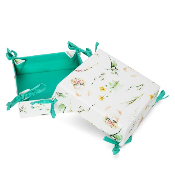 Brotkorb Blumen und Katzen, 2er Set