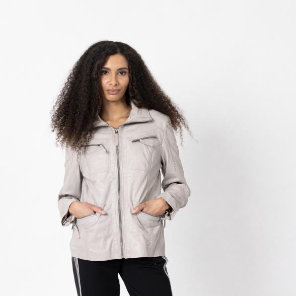 OTTO KERN Damen-Lederjacke 'Katta' hellgrau