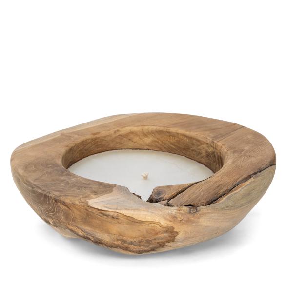 Kerze in Teakschale