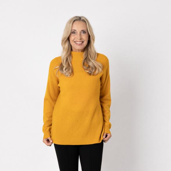 100% KASCHMIR Pullover, Stehkragen, honig