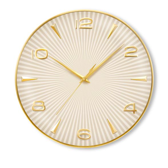 Atlanta Funk-Wanduhr gold-weiß