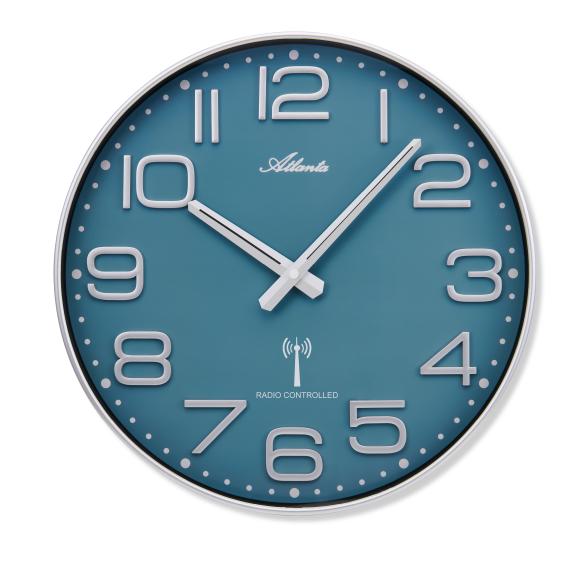 Atlanta Funk-Wanduhr silber-blau