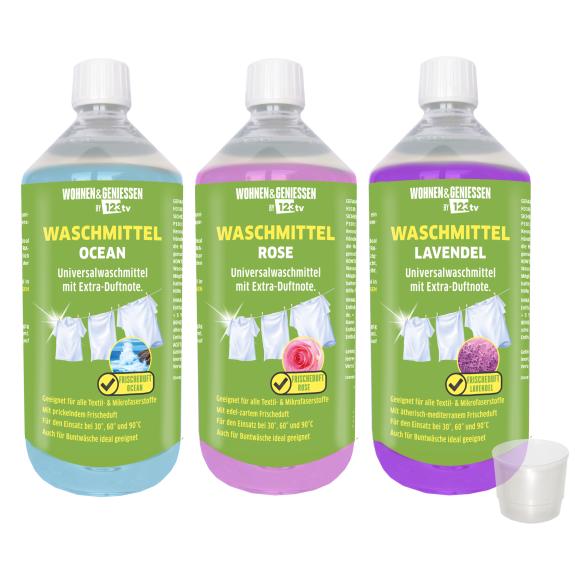 W&G Waschmittel 3er Set Rose Ocean Lavendel 3x1L