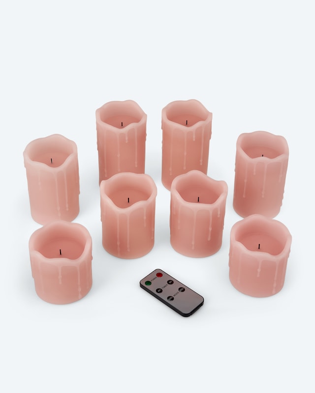 LED-Stumpenkerzen Wachstropfen 8tlg.