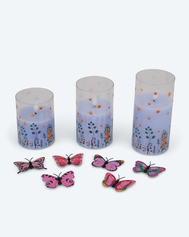 3 LED-Glaskerzen 'Frühling'