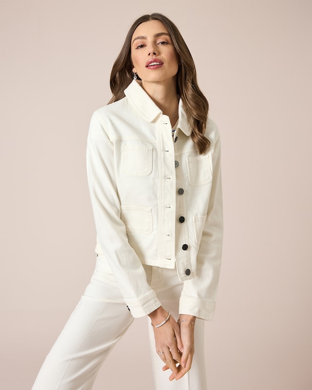 Jeansjacke mit aufgesetzten Taschen