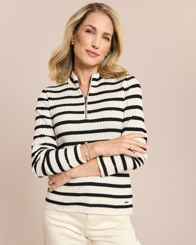Pullover gestreift mit Stehkragen