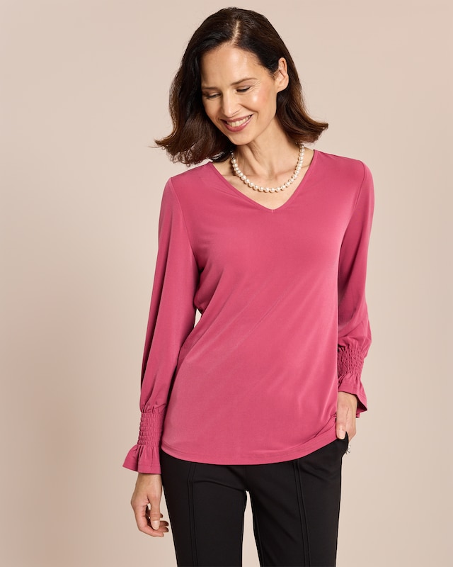 Shirt mit gesmoktem Ärmel