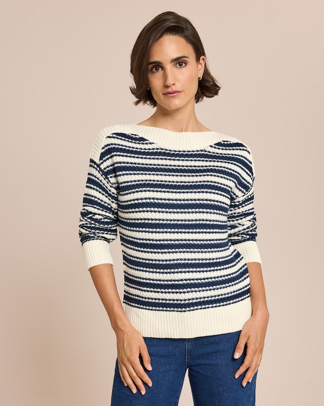 Pullover Waffelstrick mit Streifen