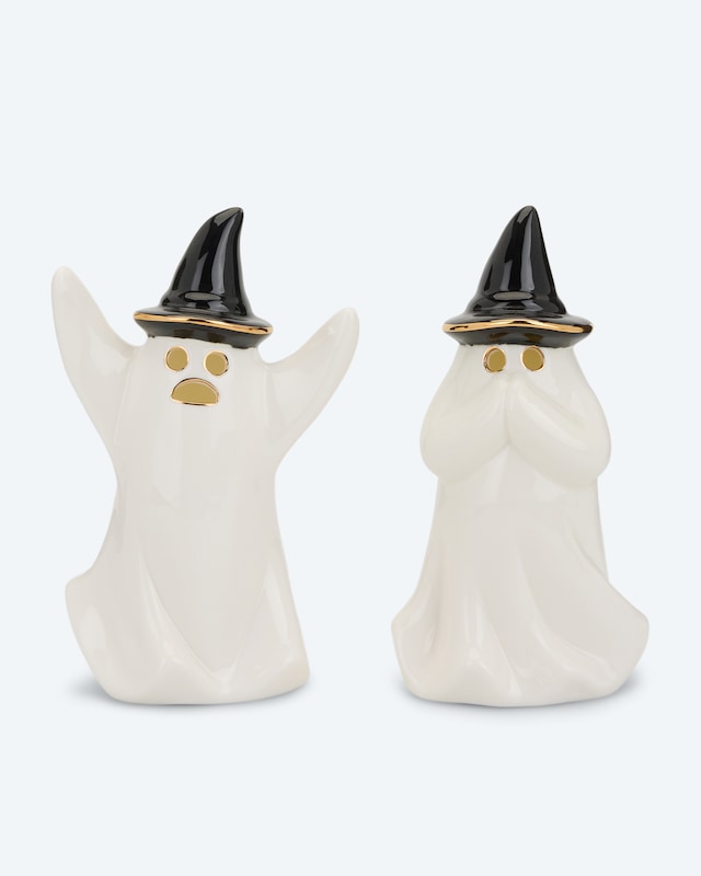 Halloween LED-Keramikgeister, 2tlg.