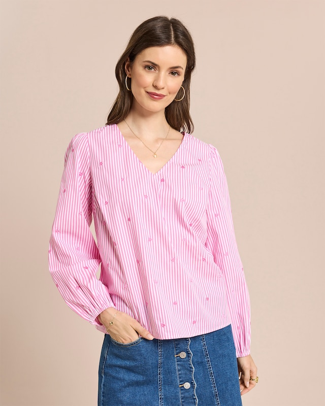 Streifen Bluse mit Herzdetails