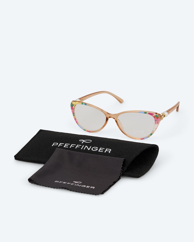 Lesebrille mit Perle mit Blumendeko