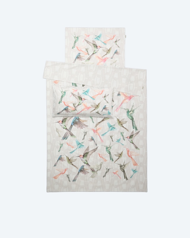 Premium Satin Wendebettwäsche 'Kolibri', 3tlg.
