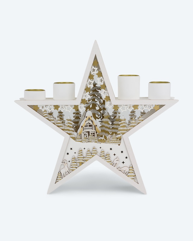 LED-Holzstern 'Deluxe' Teelichthalter