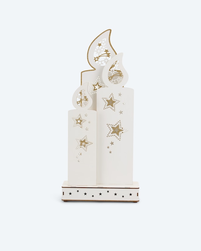 LED-Holzdekoration 'Glitzerkerze'