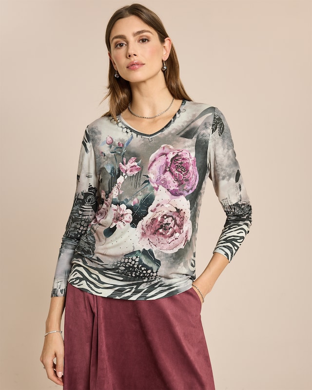 Shirt mit Rosen-Animal-Druck