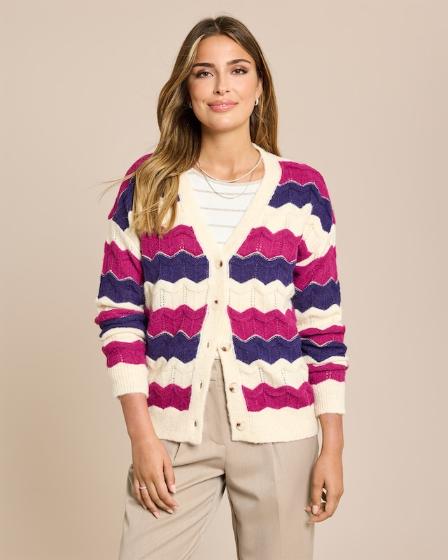 Cardigan mit welligen Streifen