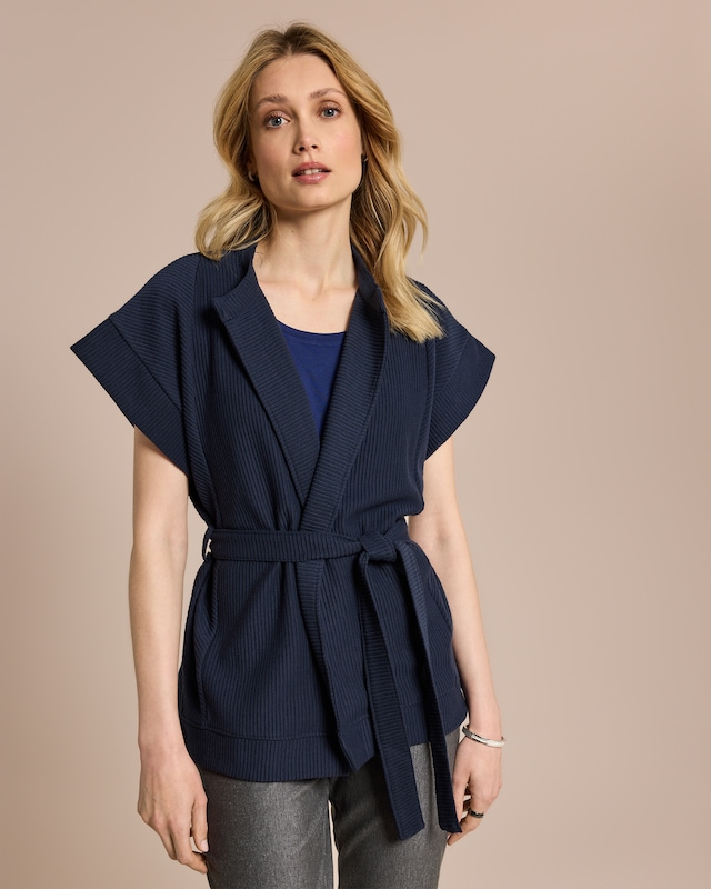 Weste in Ottoman Jersey mit Bindegürtel