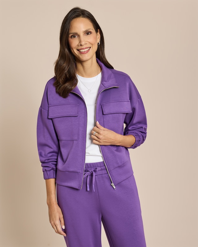 Jersey Jacke mit großen Taschen