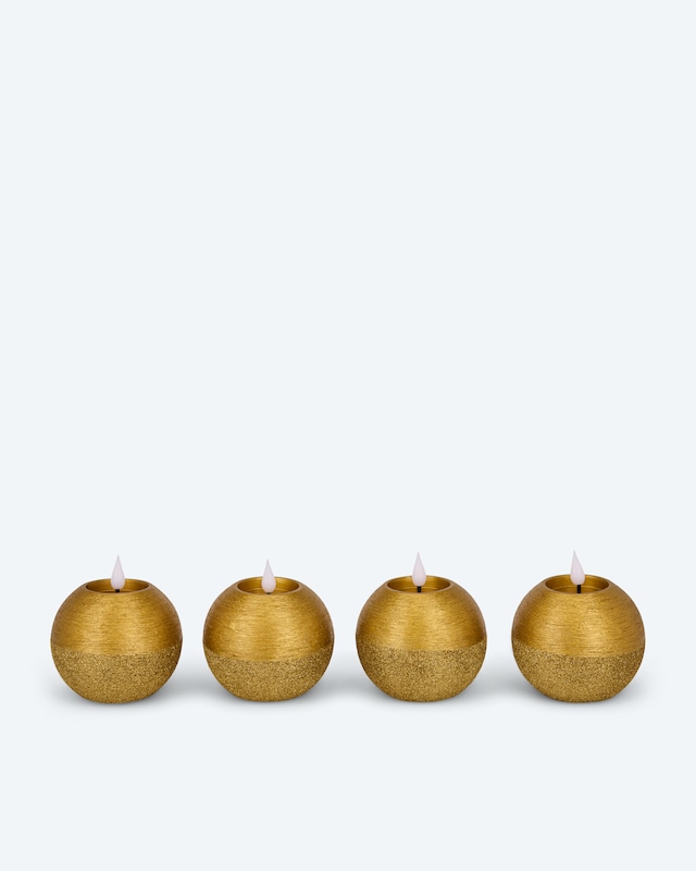 LED-Kugelkerzen in Metallic-Glitzer, 4tlg.