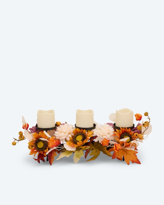Gesteck 'Herbst-Sonne' mit LED-Kerzen