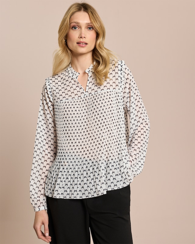 Plissée-Bluse mit Exklusivdruck