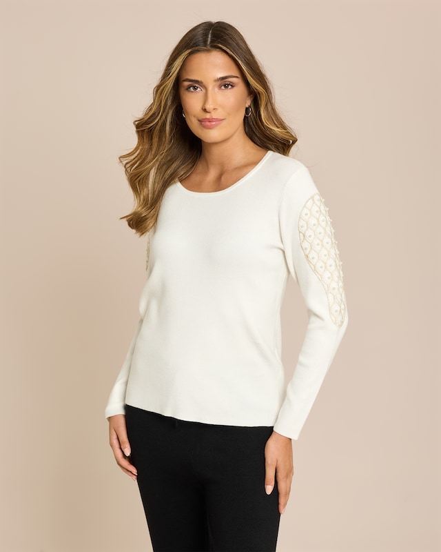 Glow Pullover Spitze/Perlen-Ärmel