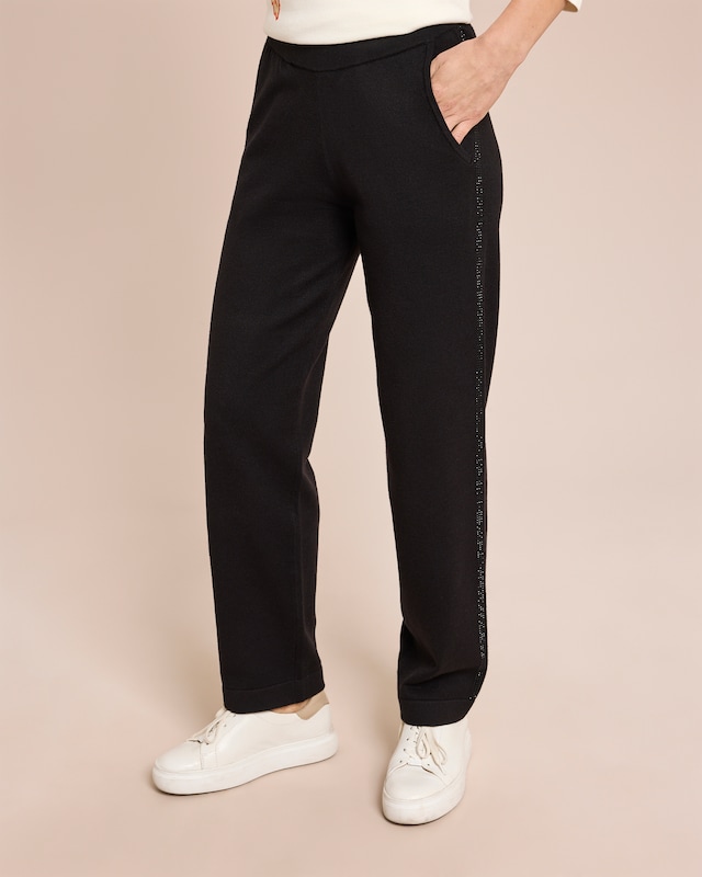 Strickhose mit Strass-Galon-Streifen