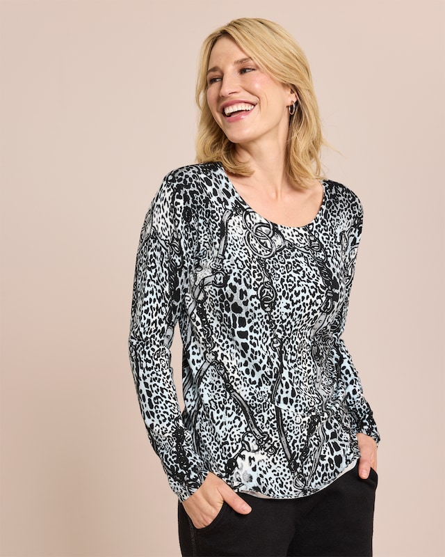 Classic Pullover Leomuster mit Ketten