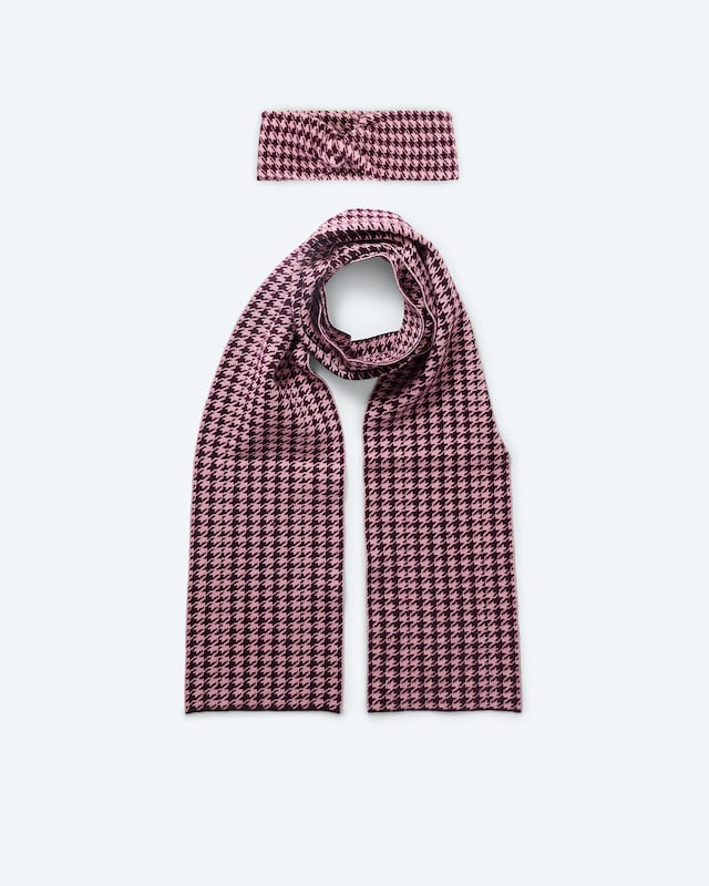 2er Set Schal & Stirnband Hahnentritt