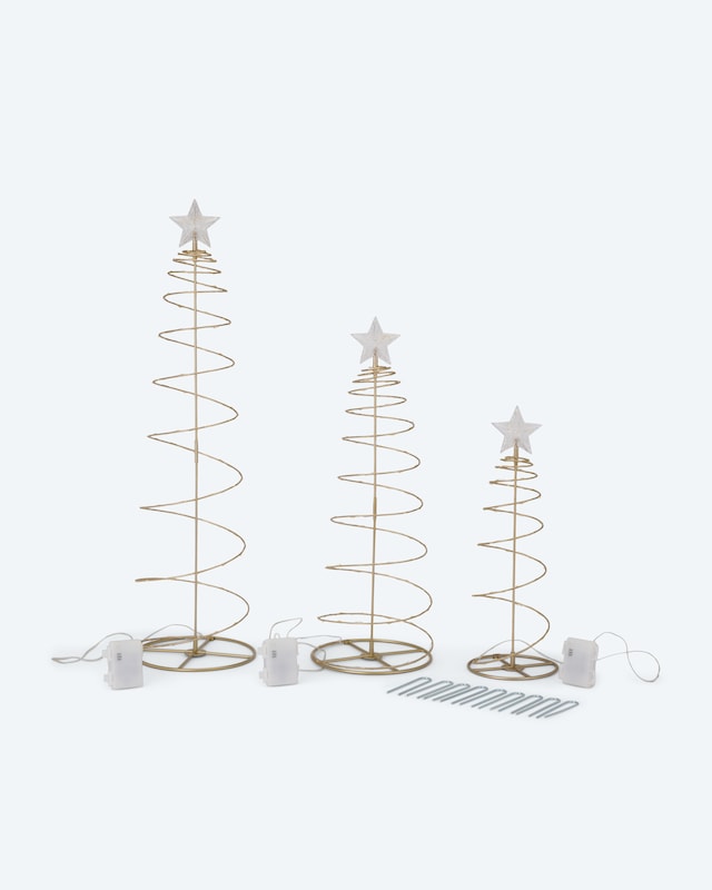 LED-Lichterbäume mit Stern, 3er Set