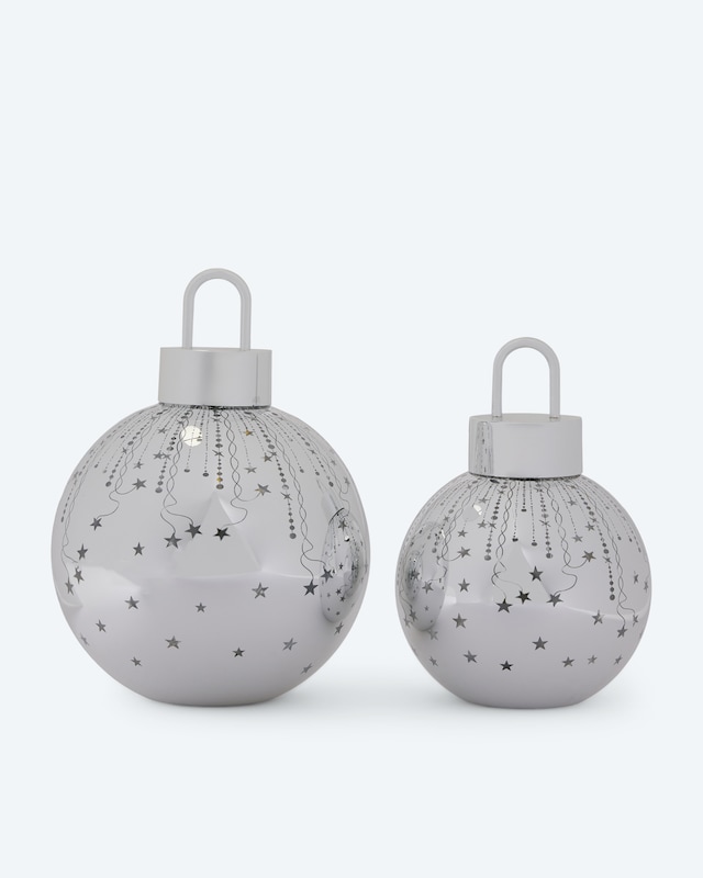 LED-Weihnachtskugel aus Glas, 2tlg.