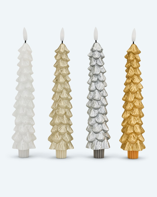 LED-Stabkerzen im Tannenbaumdesign, 4tlg.