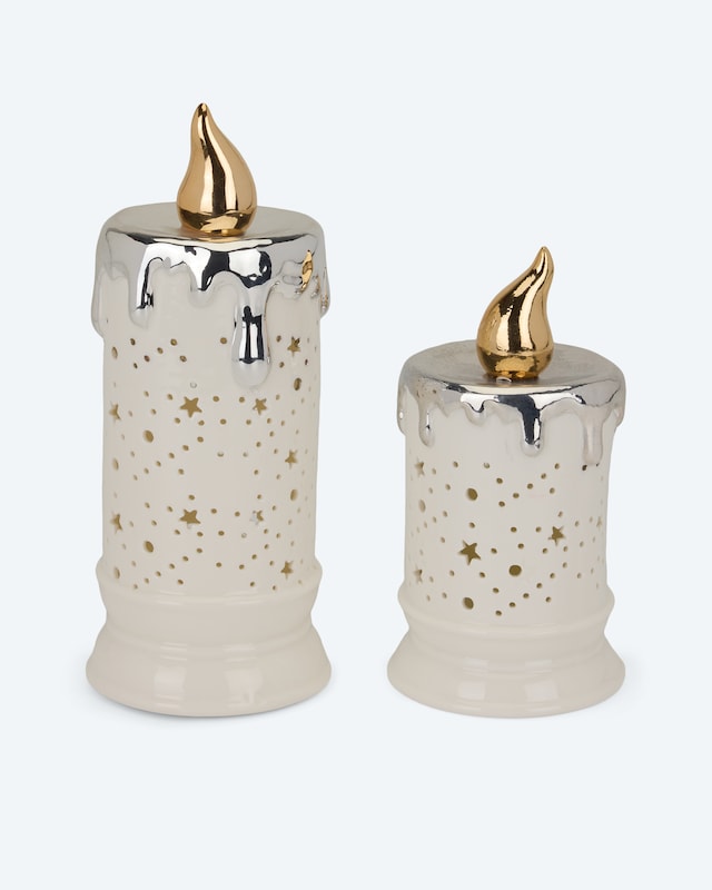 2 Keramik-LED-Kerzen