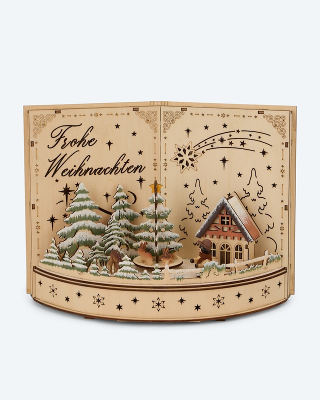 LED-Holzdekoration 'Weihnachtsbuch'