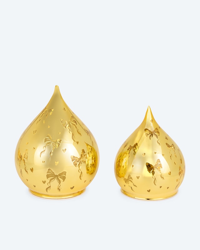 2 LED-Glastropfen im Schleifendesign