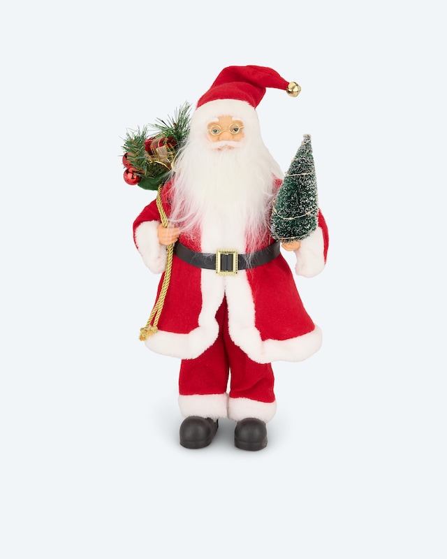 Weihnachtsmannfigur mit LED-Baum