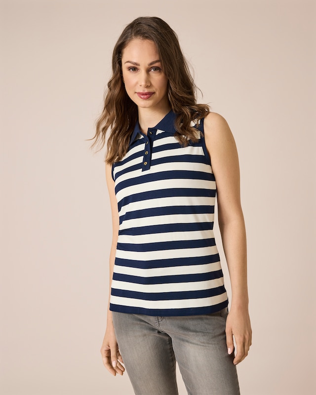 Polo-Top gestreift mit Gold-Knöpfen