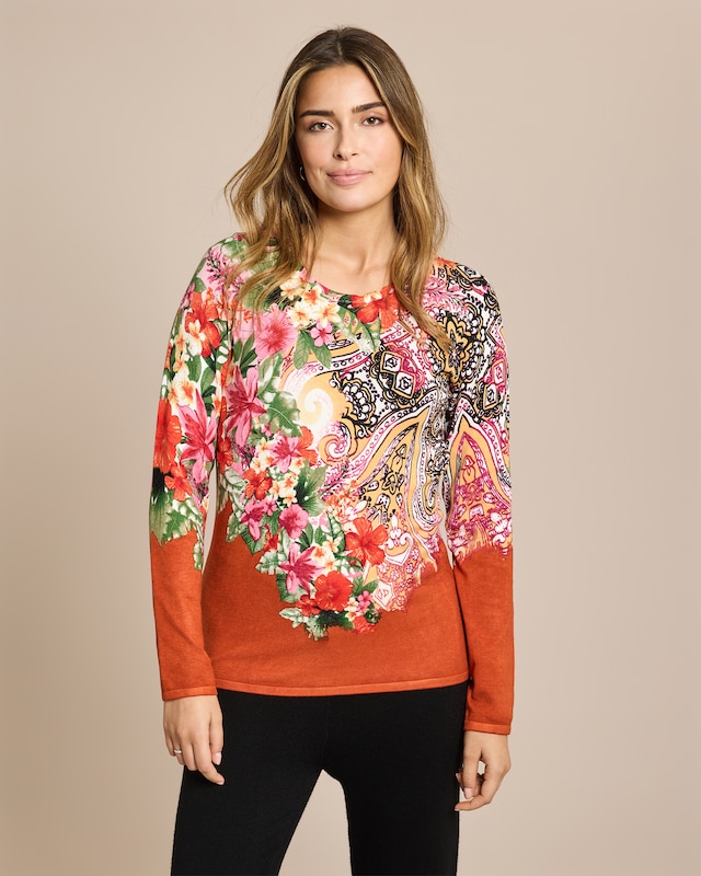 Classic Pullover Paisley-Blumen