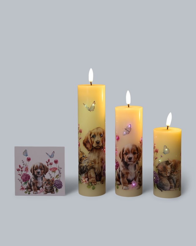 Hohe LED-Votivkerzen 'Filament', 3tlg.
