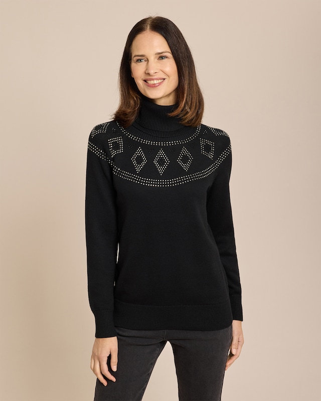 Pullover mit Norweger-Strass-Deko